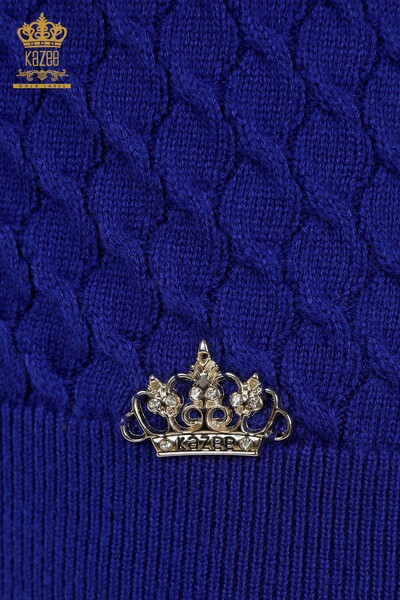 Grossiste Tricot Femme - Modèle Américain Basique Bleu Foncé - 30119 | KAZEE - Thumbnail