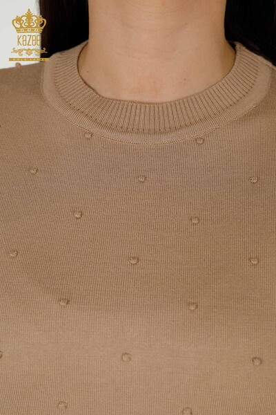 Grossiste Pull en Tricot Femme - Modèle Américain - Beige - 30131 | KAZEE - Thumbnail