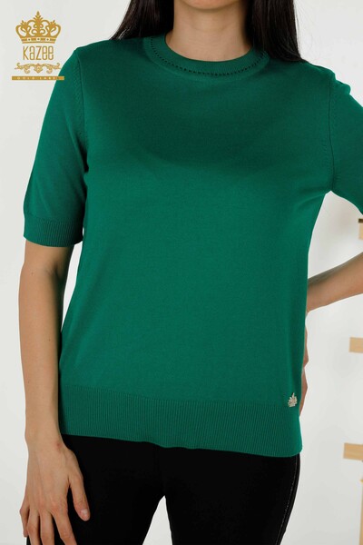 Grossiste Pull en Tricot Femme - Modèle Américain - Vert - 30255 | KAZEE - Thumbnail