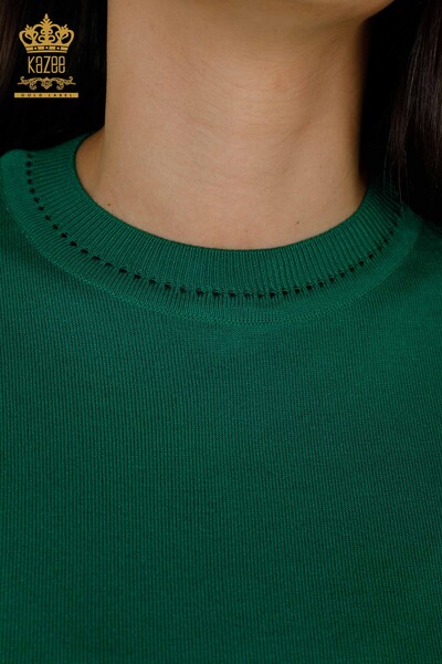 Grossiste Pull en Tricot Femme - Modèle Américain - Vert - 30255 | KAZEE - Thumbnail