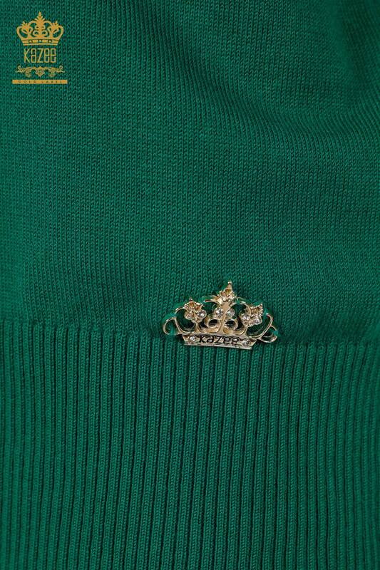 Grossiste Pull en Tricot Femme - Modèle Américain - Vert - 30255 | KAZEE