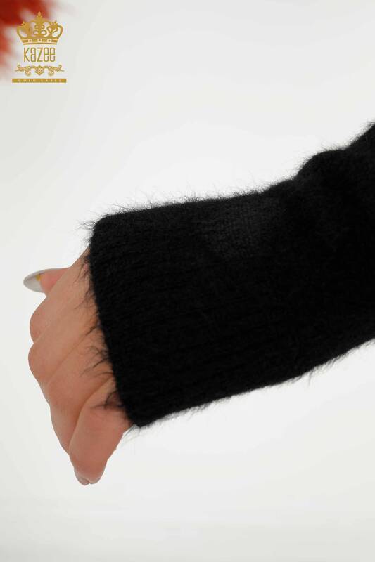 Vente en gros de pull en tricot pour femme Angora à motifs noir- 18992 | KAZEE