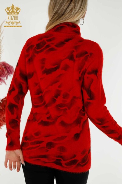 Grossiste Pull Femme Tricot Motif Angora Rouge - 18990 | KAZEE - Thumbnail