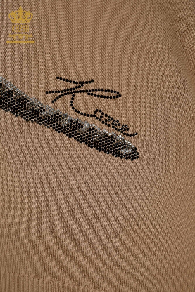 Grossiste Pull en Maille Femme - Motif Tigre - Beige - 30127 | KAZEE - 4