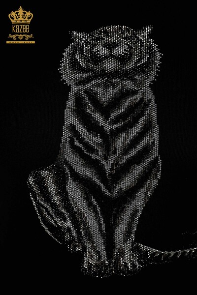 Grossiste Pull Femme - Motif Tigre - Noir - 30127 | KAZEE - Thumbnail