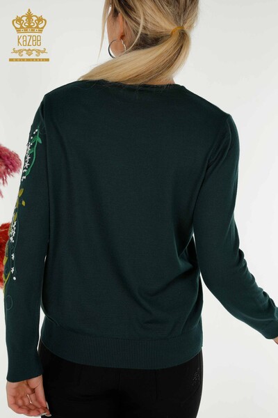 Pull en tricot pour femmes en gros fleur colorée brodée Nephti - 16934 | KAZEE - Thumbnail