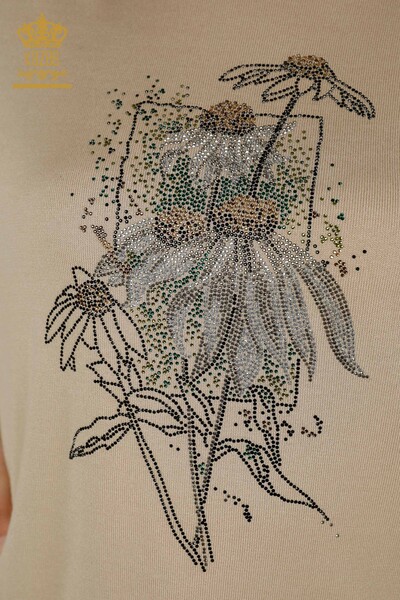 Grossiste Pull Femme - Motif Floral - Beige - 16963 | KAZEE - Thumbnail