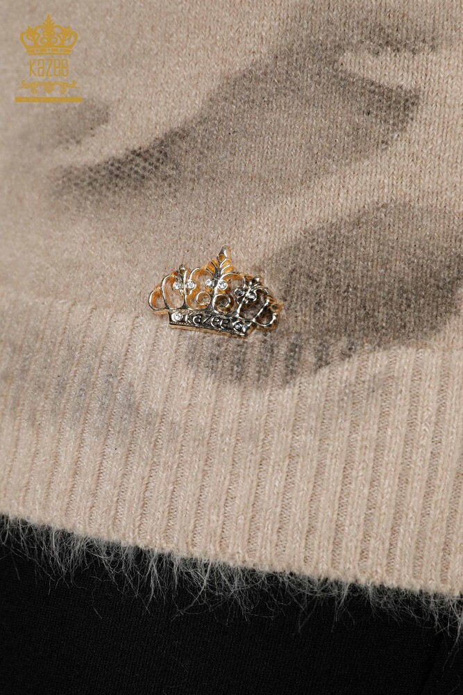 Grossiste Pull Femme Tricot Angora Motif Beige - 18991 | KAZEE - 4