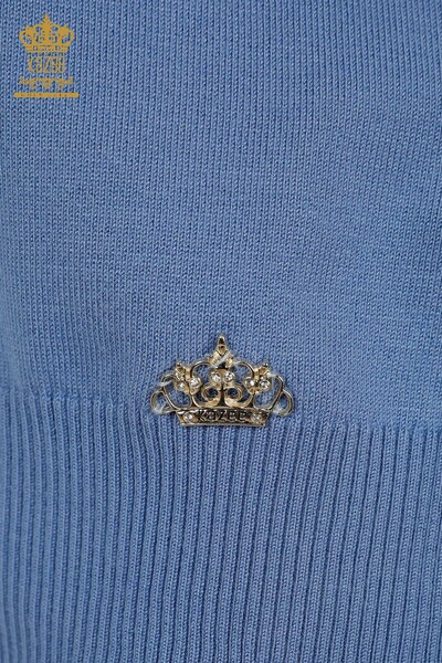 Grossiste Pull Femme - Basique - Avec Logo - Bleu - 30254 | KAZEE - 5