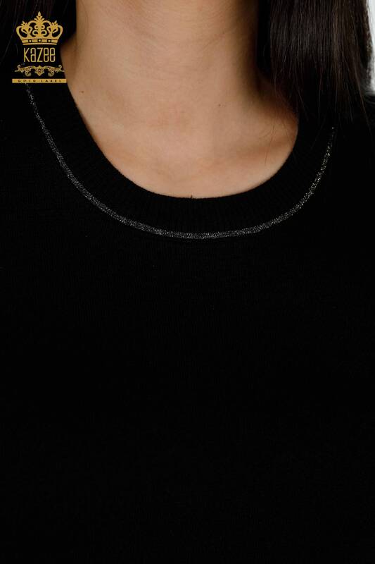 Grossiste Pull en Tricot Femme - Basique - Noir - 30110 | KAZEE