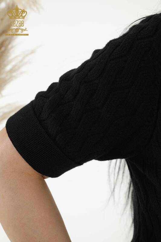 Grossiste Pull en Tricot Femme - Basique - Noir - 16181 | KAZEE