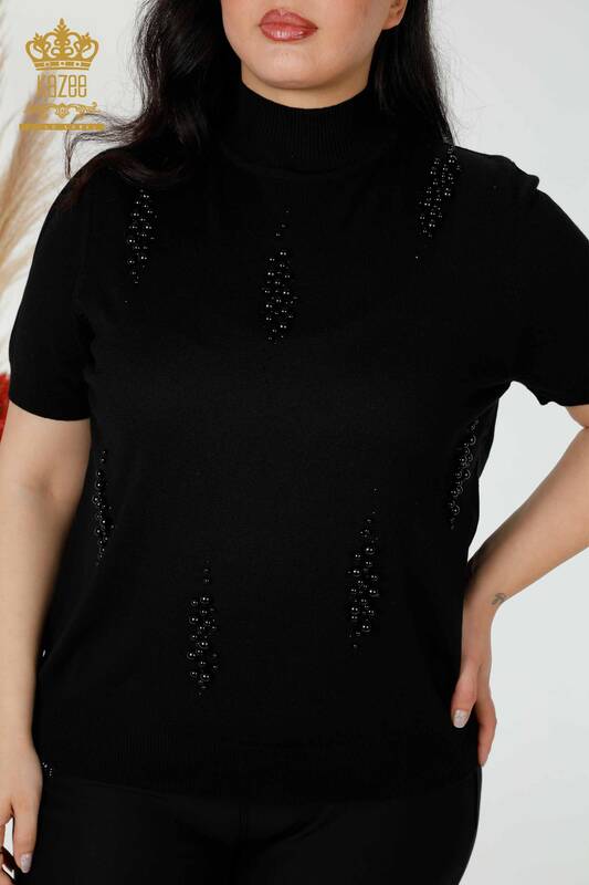 Grossiste Pull Tricot Femme Modèle Américain Noir - 16929| KAZEE