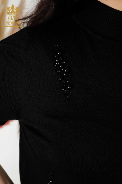 Grossiste Pull Tricot Femme Modèle Américain Noir - 16929| KAZEE - Thumbnail