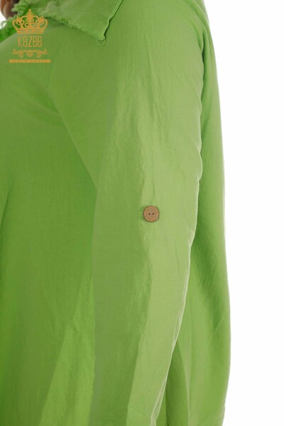 Robe en gros pour femmes bouton détaillé vert pistache - 2402-211606 | S&M - Thumbnail