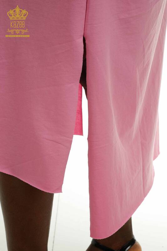 Robe pour femmes en gros avec détail fendu rose - 2402-212229 | S&M