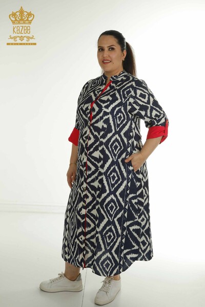 Robe pour femmes en gros avec détail fendu rouge - 2402-211432 | S&M - Thumbnail