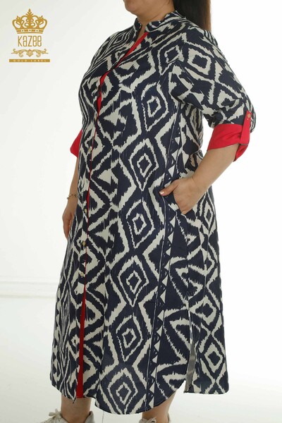 Robe pour femmes en gros avec détail fendu rouge - 2402-211432 | S&M - Thumbnail