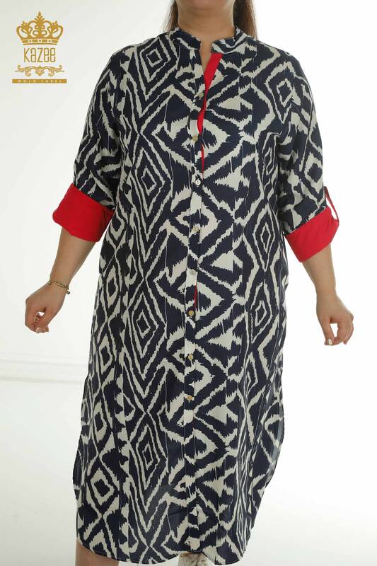 Robe pour femmes en gros avec détail fendu rouge - 2402-211432 | S&M