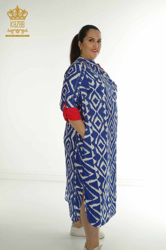 Robe pour femmes en gros avec détail fendu Sax - 2402-211432 | S&M