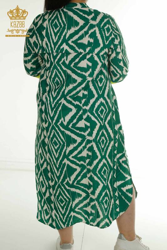 Robe pour femmes en gros avec détail fendu vert - 2402-211432 | S&M