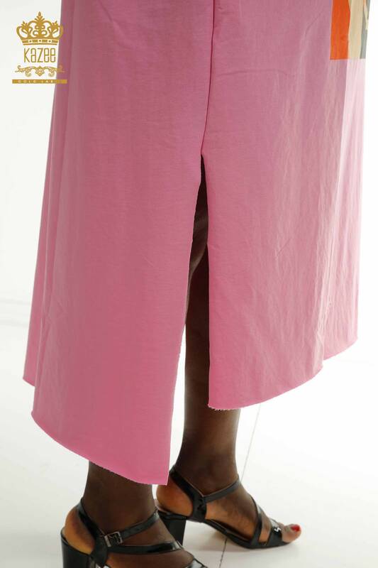 Robe en gros pour femmes perlée rose - 2402-231001 | S&M