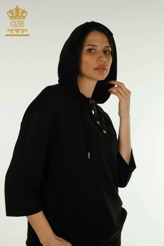 Ensemble de survêtement short et short pour femmes, vente en gros, noir - 17695 | KAZEE