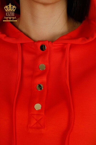 Vente en gros Ensemble de survêtement short pour femme à capuche Orange - 17695 | KAZEE - 6