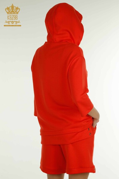 Vente en gros Ensemble de survêtement short pour femme à capuche Orange - 17695 | KAZEE - Thumbnail