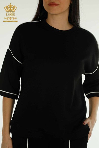 Ensemble de survêtement avec short pour femmes, vente en gros, basique noir - 17699 | KAZEE - Thumbnail
