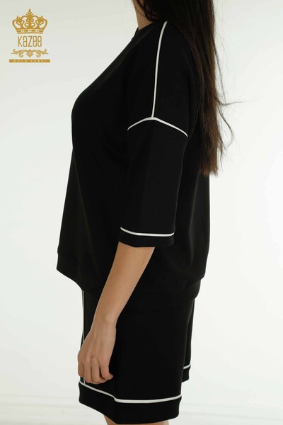 Ensemble de survêtement avec short pour femmes, vente en gros, basique noir - 17699 | KAZEE - Thumbnail