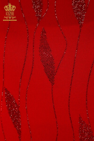 Grossiste en Tricot Femme - À Motifs - Rouge - 30182 | KAZEE - Thumbnail