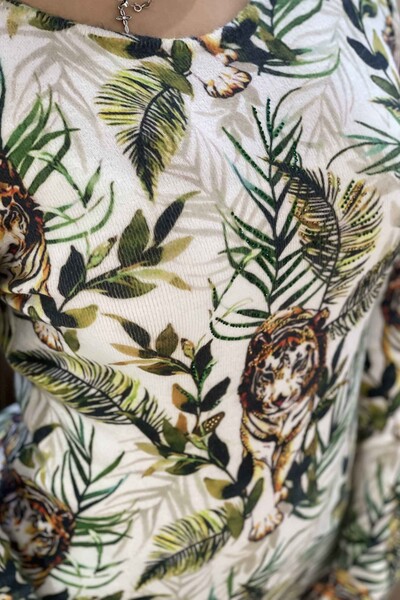 Vente en gros de tricots angora à impression numérique Kaplan pour femmes - 18749 | KAZEE - Thumbnail