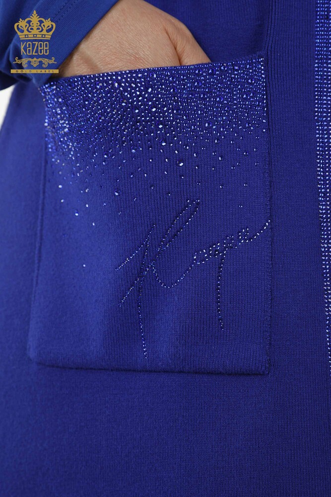 Grossiste Gilet Femme - Poche Détaillée - Bleu Foncé - 30299 | KAZEE - 5