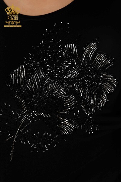 Vente en gros de chemisier à manches en tulle pour femmes motif floral avec poche détaillée - 79026 | KAZEE - 6