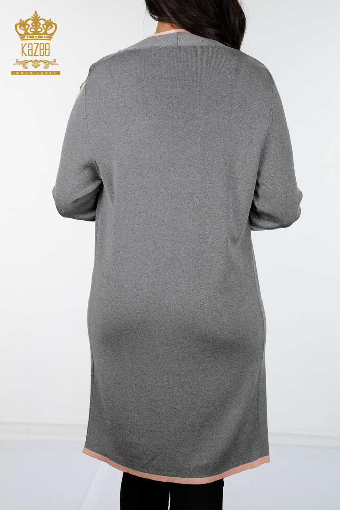 Vente en gros de cardigan pour femme avec poche latérale rayée - 14269 | KAZEE - 6