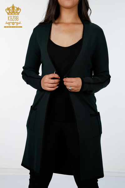 Vente en gros de cardigan pour femme avec poche latérale rayée - 14269 | KAZEE - 19