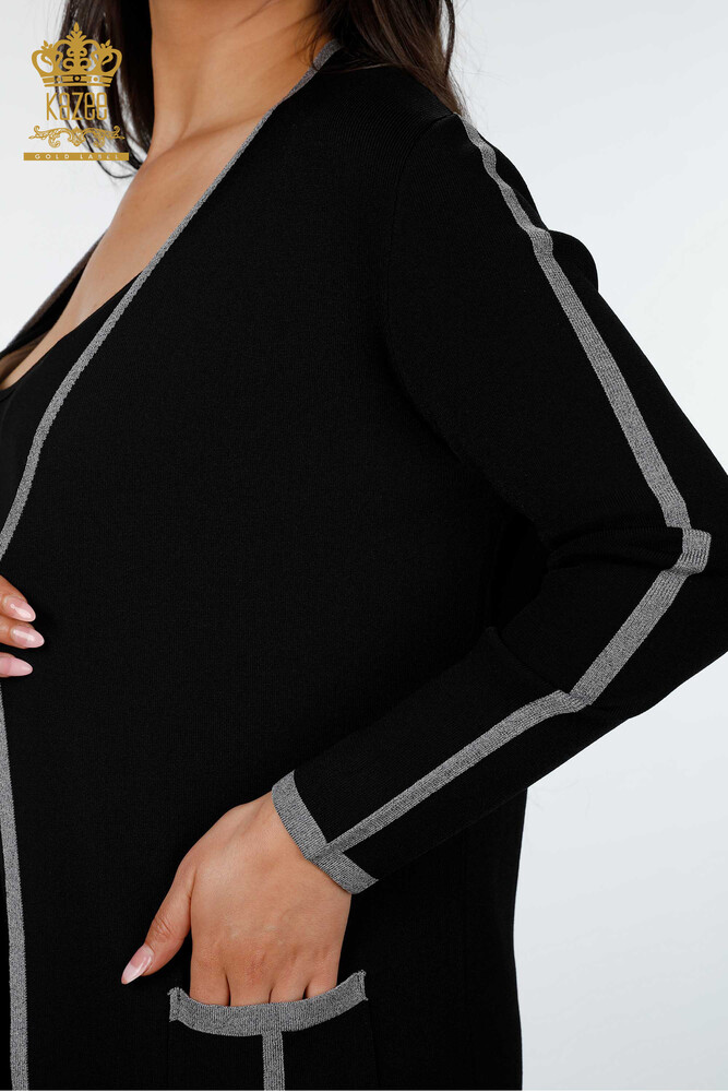 Vente en gros de cardigan pour femme avec poche latérale rayée - 14269 | KAZEE - 24