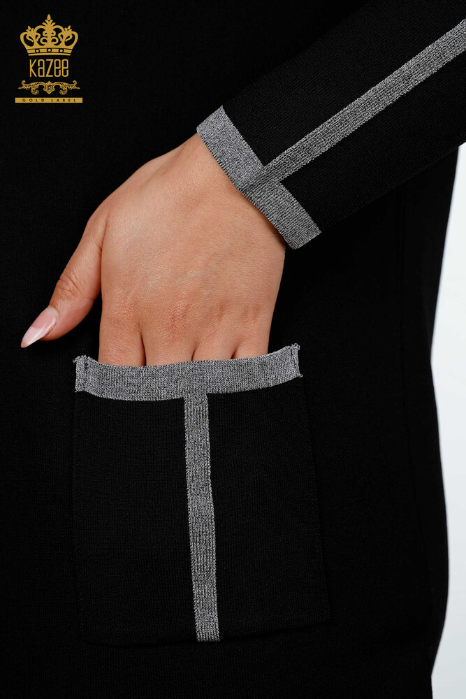 Vente en gros de cardigan pour femme avec poche latérale rayée - 14269 | KAZEE - 25