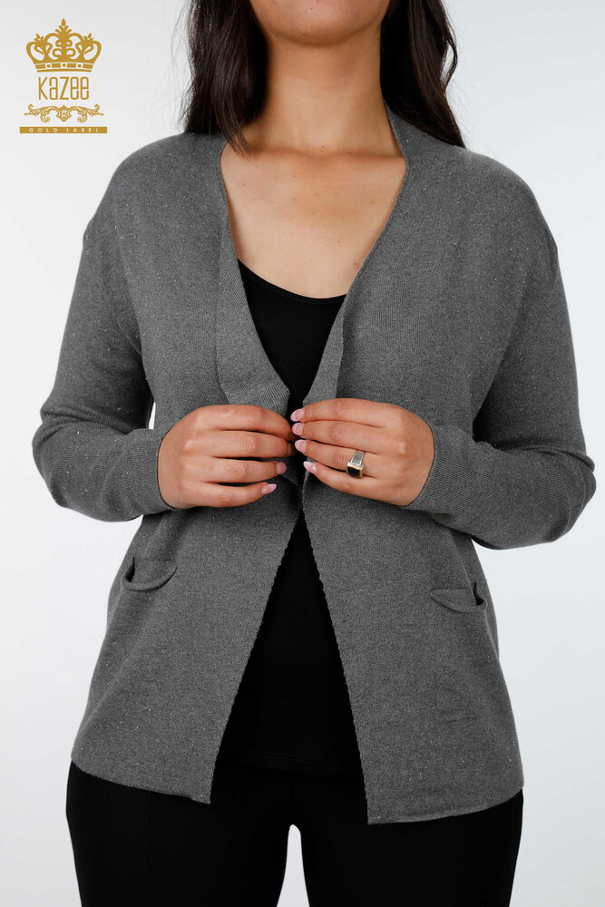 Grossiste Femmes Cardigan Deux Poche Détaillée Viscose - 14687 | KAZEE - 16