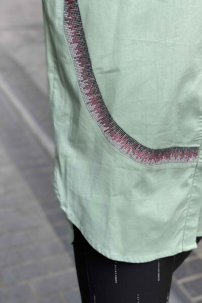 Vente en gros de chemise à motifs brodés de pierres pour femmes - 17225 | KAZEE - Thumbnail