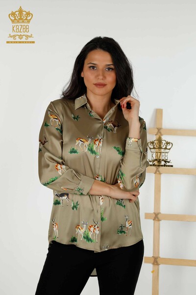 Kazee - Vente en gros de chemise en satin à imprimé animal pour femme - 17102 | KAZEE