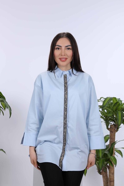 Vente en gros de chemises pour femmes avec broderie de pierre à motif tigre - 20019 | KAZEE - Thumbnail