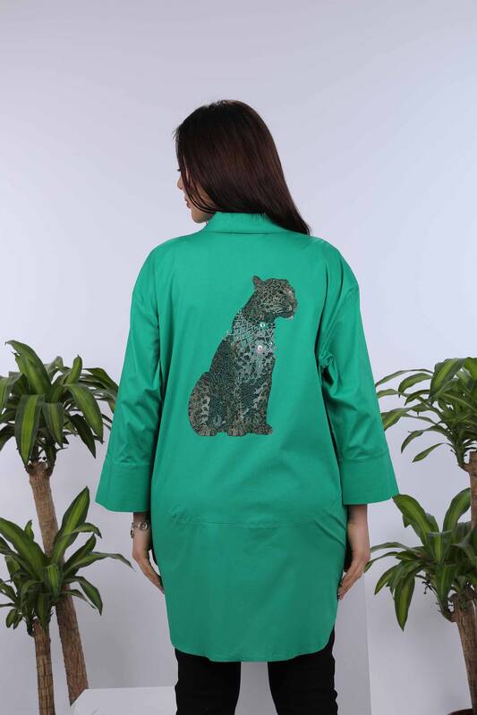Vente en gros de chemises pour femmes avec broderie de pierre à motif tigre - 20019 | KAZEE