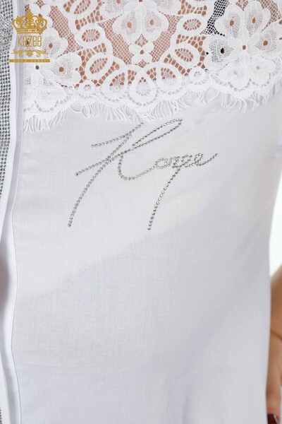 Vente en gros de chemise pour femmes en tulle à motifs détaillés brodés de pierre de cristal - 20211 | KAZEE - Thumbnail