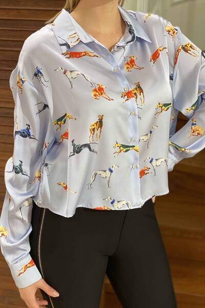 Vente en gros de chemise en satin à motif animalier pour femme - 17200 | KAZEE - Thumbnail