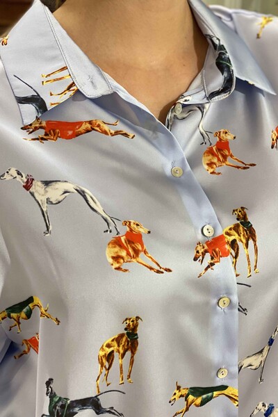 Vente en gros de chemise en satin à motif animalier pour femme - 17200 | KAZEE - Thumbnail