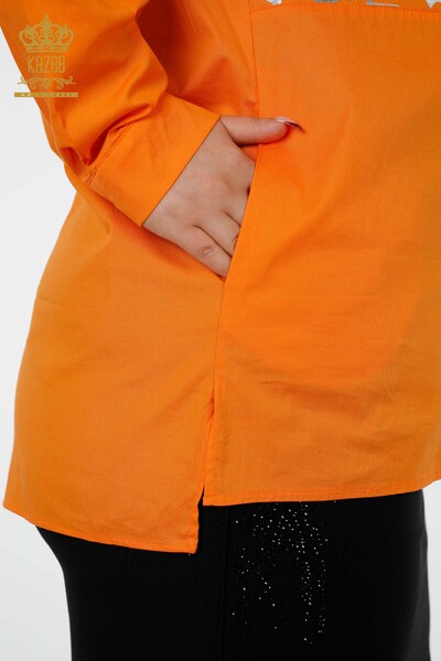 Grossiste Chemise femme en coton à motifs avec fentes - 20080 | KAZEE - Thumbnail (2)