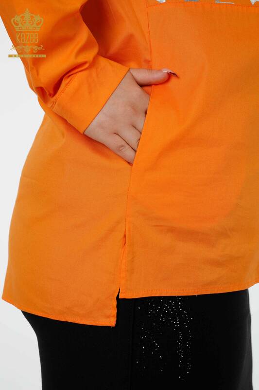 Grossiste Chemise femme en coton à motifs avec fentes - 20080 | KAZEE
