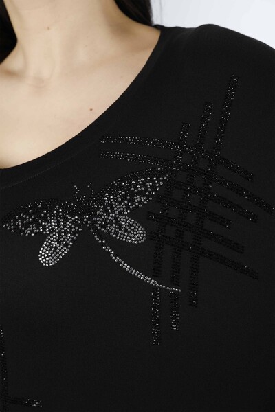 Vente en gros de chemisier brodé de pierre à motifs de papillons pour femmes - 77840 | KAZEE - Thumbnail