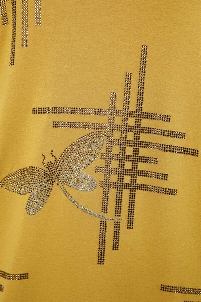 Vente en gros de chemisier brodé de pierre à motifs de papillons pour femmes - 77840 | KAZEE - Thumbnail